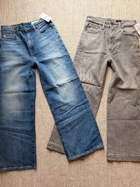 AG Adriano Goldschmied 2Pair Wide Leg Crop Jeans Sz 26 NWT $430!!